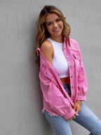 Distressed Drop Shoulder Denim Jacket for Casual Style