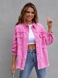 Distressed Drop Shoulder Denim Jacket for Casual Style