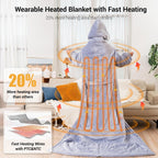 Wearable Heated Blanket for Women with Removable Foot Pocket,Electric Snuggle Heated Blankets with Sleeves Warm Heated Robe Flannel & Sherpa Heated Throw Wrap Shawl with 9 Temp for Winter（Light Gray）